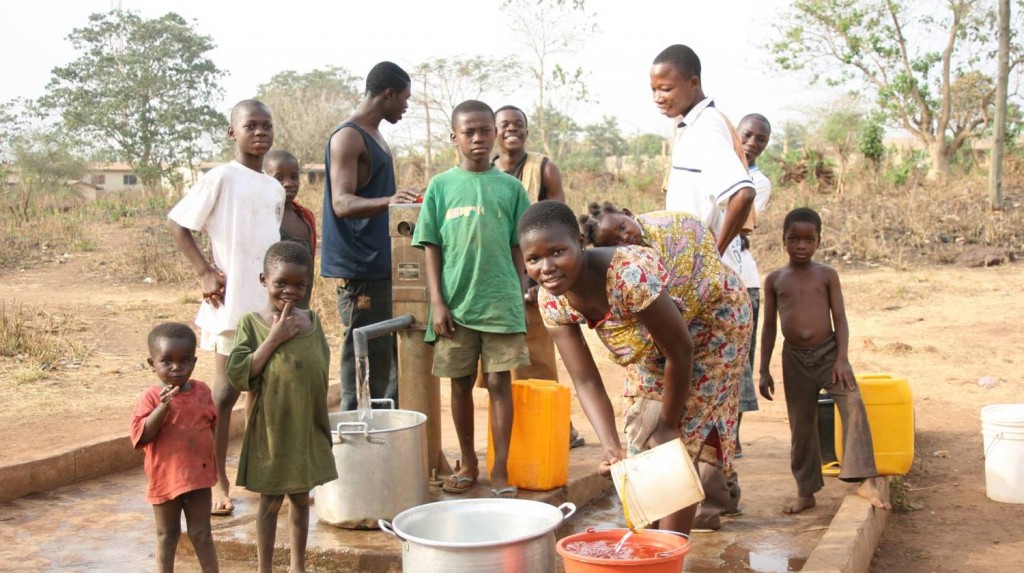 Borehole in Ghana paid for by the Fairtrade premium from sales of Divine chocolate